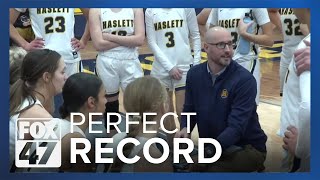 Haslett girls basketball keeps perfect record knocking off Portland [upl. by Meta]