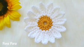 How To Crochet A Marguerite Daisy Flower I Easy Crochet Flower Tutorial For Beginners [upl. by Schafer44]