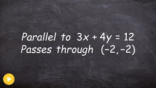 Write the equation of a parallel line using point slope form [upl. by Drawets]