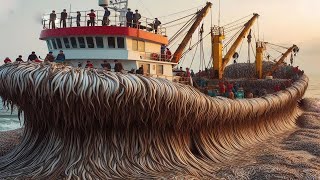 Unbelievable Fishermen Catch Hundreds of Tons of Fish and Shrimp with Big Trawling Nets [upl. by Neelhtakyram]