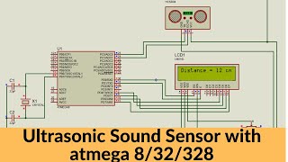 How to use hcsr04 ultrasonic sensor with atmega8 2021 proteus simulation [upl. by Aniala704]