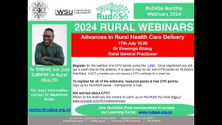 RuDASA WEBINAR Advances in Rural Health Care Delivery [upl. by Issak]