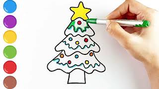 Christmas tree drawing  how to draw Christmas tree  colouring Christmas tree [upl. by Highams]