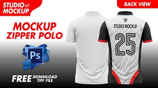 Mockup Zipper Polo Shirt  TiffPhotoshop Mockup  Free Download Mockup  Back View Mockup [upl. by Drummond]