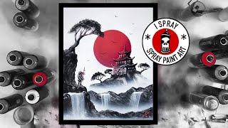 Red Sun Temple SPRAY PAINT ART by I Spray [upl. by Qirat]