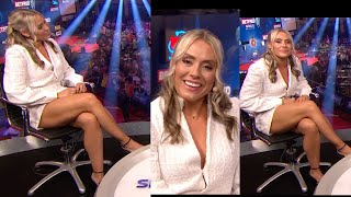 Emma Paton Tanned Legs in Short White DressHeels  PDC Darts World Matchplay 1572023 [upl. by Bohlin]