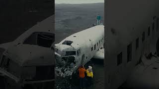 Plane wreck on a black sand beach in Iceland shorts plane iceland [upl. by Aelahc]