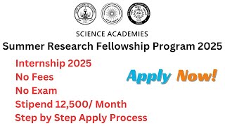 IAS SRFP Fellowship  Internship 2025  ₹12500 Stipend  Apply Process [upl. by Horick]