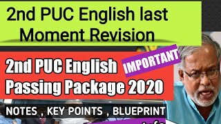 2nd PUC English Passing package 2020  ENGLISH Notes Important key points  Chapter wise Notes [upl. by Morril]