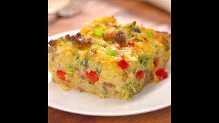 Sausage Egg amp Cheese Hash Brown Breakfast Casserole [upl. by Akinorev]