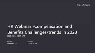 HR Webinar Compensation and Benefits Challenges trends in 2020 November 25 2020 [upl. by Elatan350]