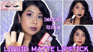 NEW Cuffs N Lashes Matte Liquid Lipstick  Swatches And Review  Little Pixie [upl. by Samuella]