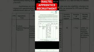 RAILTELL APPRENTICE RECRUITMENT railtel apprentice recruitment reel job exam governmentjobs [upl. by Asir]