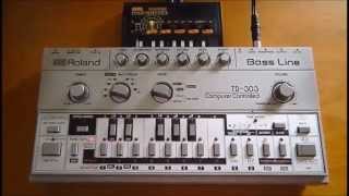 Roland TB303 through Korg monotron Delay [upl. by Yorle]