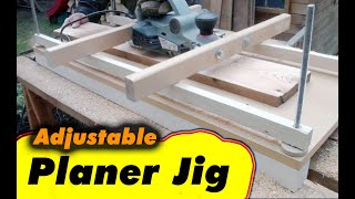 Planing wide Boards or Beams with Electric Hand Planer –Adjustable Thickness Planer Jig –Woodworking [upl. by Ahsiadal294]