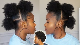 How to do Afro Puffs Mohawk on Short 4C Natural Hair Quick amp EasyMona B [upl. by Yssirc]