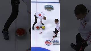 WOW 😮‍💨 End saver by Brad Gushue curling sports olympicsport teamcanada [upl. by Ole]