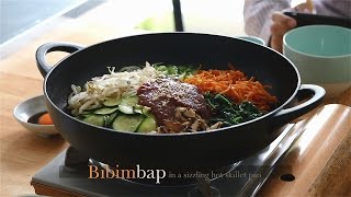 Korean Bibimbap in a sizzling hot skillet pan [upl. by Huntington]