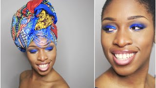 Comment faire un Smoky eyes bleu  Maquillage Peau noire [upl. by Bedad861]