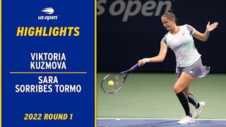 Viktoria Kuzmova vs Sara Sorribes Tormo Highlights  2022 US Open Round 1 [upl. by Adiehsar]