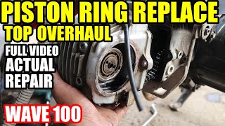 PISTON RING REPLACE  TOP OVERHAUL HONDA WAVE [upl. by Yllaw323]