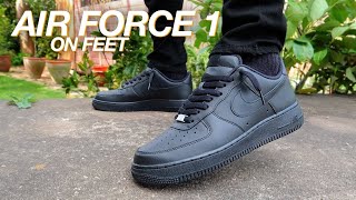 NIKE Air Force 1 Black Review  On Feet  WORTH IT [upl. by Maroney]