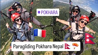 Paragliding Pokhara Nepal Sarangkot 🇳🇵 🪂Happy Passengers Enjoying Flying [upl. by Suk]