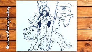 bharat mata drawing outline [upl. by Eylatan]