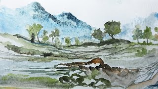 Landscape watercolor art [upl. by Terb]