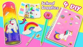 4 DIY 🦄 UNICORN【 School Supplies 】  Back to SCHOOL  aPasos Crafts DIY [upl. by Sajet773]