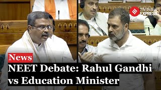 Budget Session 2024 Rahul Gandhi Blasts Education Minister Dharmendra Pradhan Retaliates [upl. by Aitercal759]