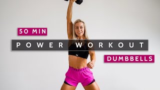 50 MIN POWER WORKOUT  Full Body  Superset Dumbbells amp Bodyweight Dropset  Strength amp HIIT  Sweat [upl. by Dempster]