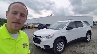 2019 Chevy TRAVERSE LS FWD Summit White  FULL REVIEW [upl. by Assetnoc]