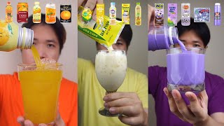 COMPILATION DRINKING VARIOUS ORANGE BANANA AND TARO FLAVORED DRINK [upl. by Noed]