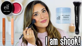 TESTING NEW ELF PRODUCTS  Putty blush brightening concealer amp more [upl. by Alyac]