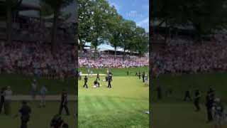 Protesters disrupt PGA Travelers Golf Championship [upl. by Llert507]