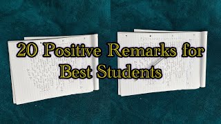 Report cards remarks for Possitive Students 20 Positive Comments for Best Students Remarks 2024 [upl. by Nilrah158]