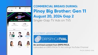 Commercial Breaks of TV5 during Pinoy Big Brother Gen 11  August 20 2024 Gap 2 [upl. by Cresa]