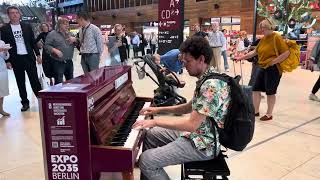 Crazy Public Piano Flashmob at Flughafen BER Berlin Airport [upl. by Acemat]