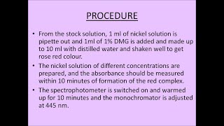 Determination of Nickel Content in Stainless Steel by Colourimetry [upl. by Clarette]