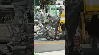 White Lines linemarking roadwork heavymachinery painting hotpaint workman tokyo japan [upl. by Karli]