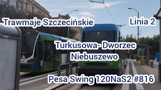 Tramwaje Szczecińskie linia 2 Pesa Swing 120NaS2 816 [upl. by Einnus888]