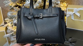 Распаковка сумки MICHAEL KORS Emilia Small Pebbled Leather Satchel black [upl. by Groark]