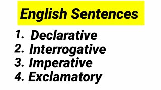 Types of sentence 1 Declarative or Assertive 2 Interrogative 3 Imperative 4 Exclamatory [upl. by Nospmoht867]