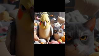 Annoying Rocky Annoyed Cat  Ai Story cockatielsinging cockatiel parrot cute cat [upl. by Ilenay]