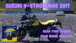 FITTING A MICHELIN ANAKEE ADVENTURE TYRE TO THE REAR OF MY 2017 SUZUKI VSTROM 1000 [upl. by Amsirhc]