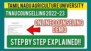 TNAU full online counselling procedure explained academic 202223 [upl. by Biagi307]