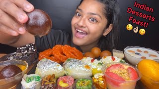 INDIAN DESSERTS EATING 🤤 GULAB JAMUN RASGULLA MALAI SANDWICH RASMALAI  FOOD EATING VIDEOS [upl. by Darn46]