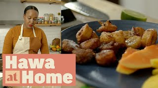 How to Make Mofo Akondro Banana Fritters  Hawa at Home  Food Network [upl. by Hsetih]