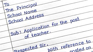 Application For The Post Of Teacher In English  Job Application For Teacher [upl. by Rap]